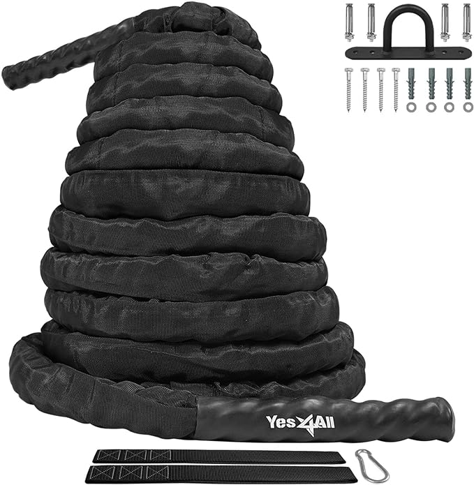 Yes4All Battle Ropes, Workout Rope with Cover 7 Best Short & Weighted Battle Ropes in 2024