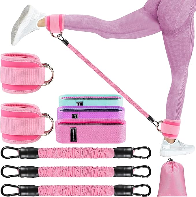 9 pcs Ankle Resistance Bands with Cuffs, Ankle Bands for Working Out