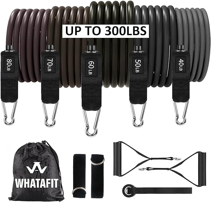 WHATAFIT Resistance Bands Set, Exercise Bands with Door Anchor 7 Best Ankle Resistance Bands in 2024