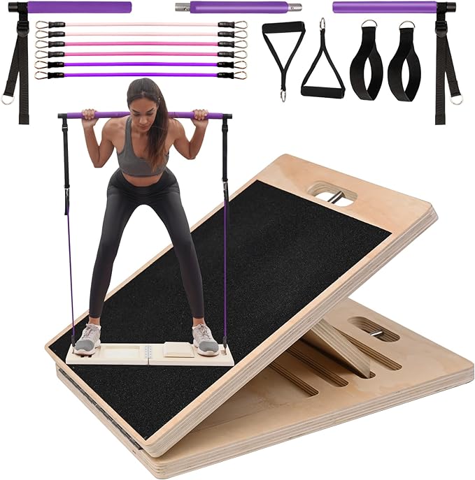 Professional Wooden Slant Board, Adjustable Incline Board and Calf Stretcher