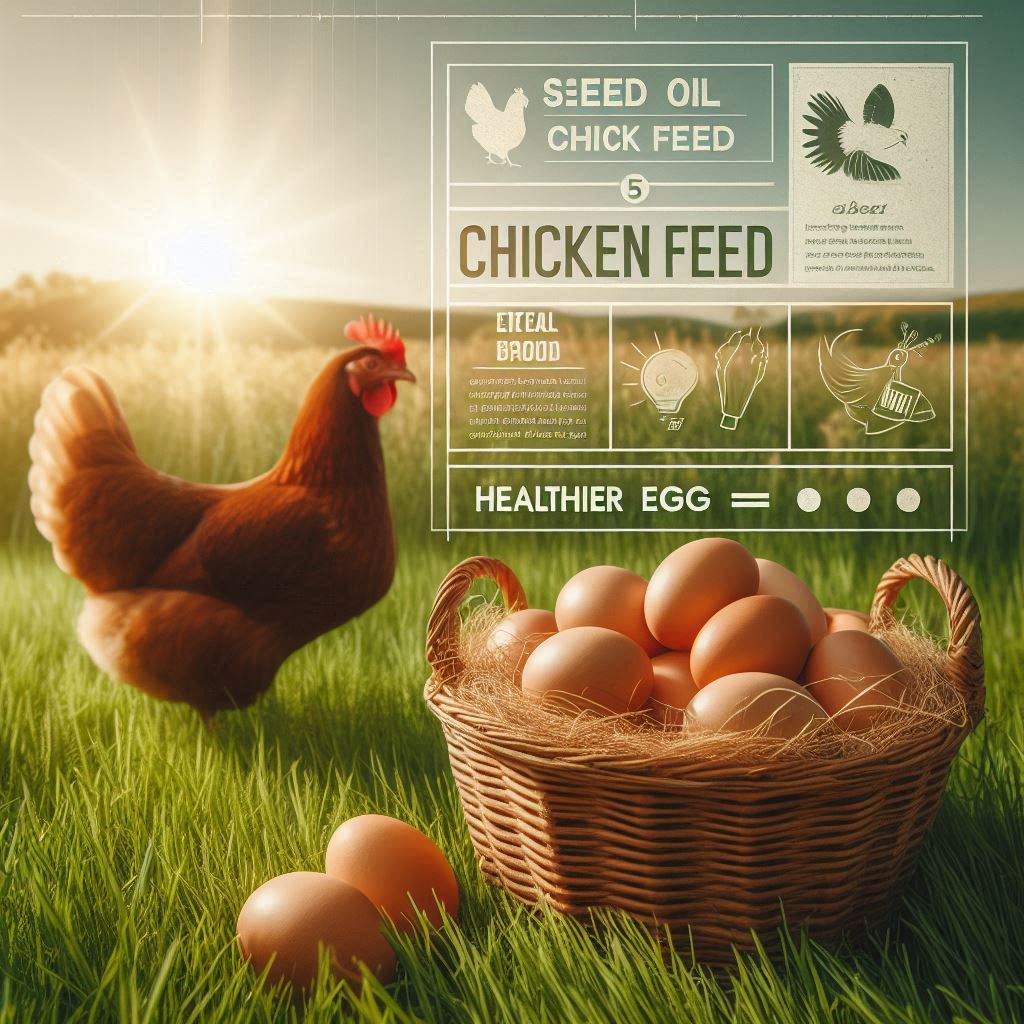 Seed oil free chicken feed for healthier pasture-raised eggs