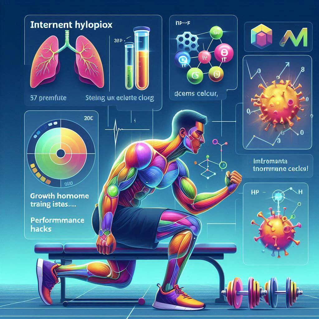 Intermittent hypoxia training benefits illustrated with a yogi practicing pranayama breathing on one side and a modern athlete running with an altitude mask on the other.