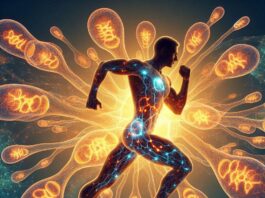 Concept image showing athlete recovery and mitochondria support