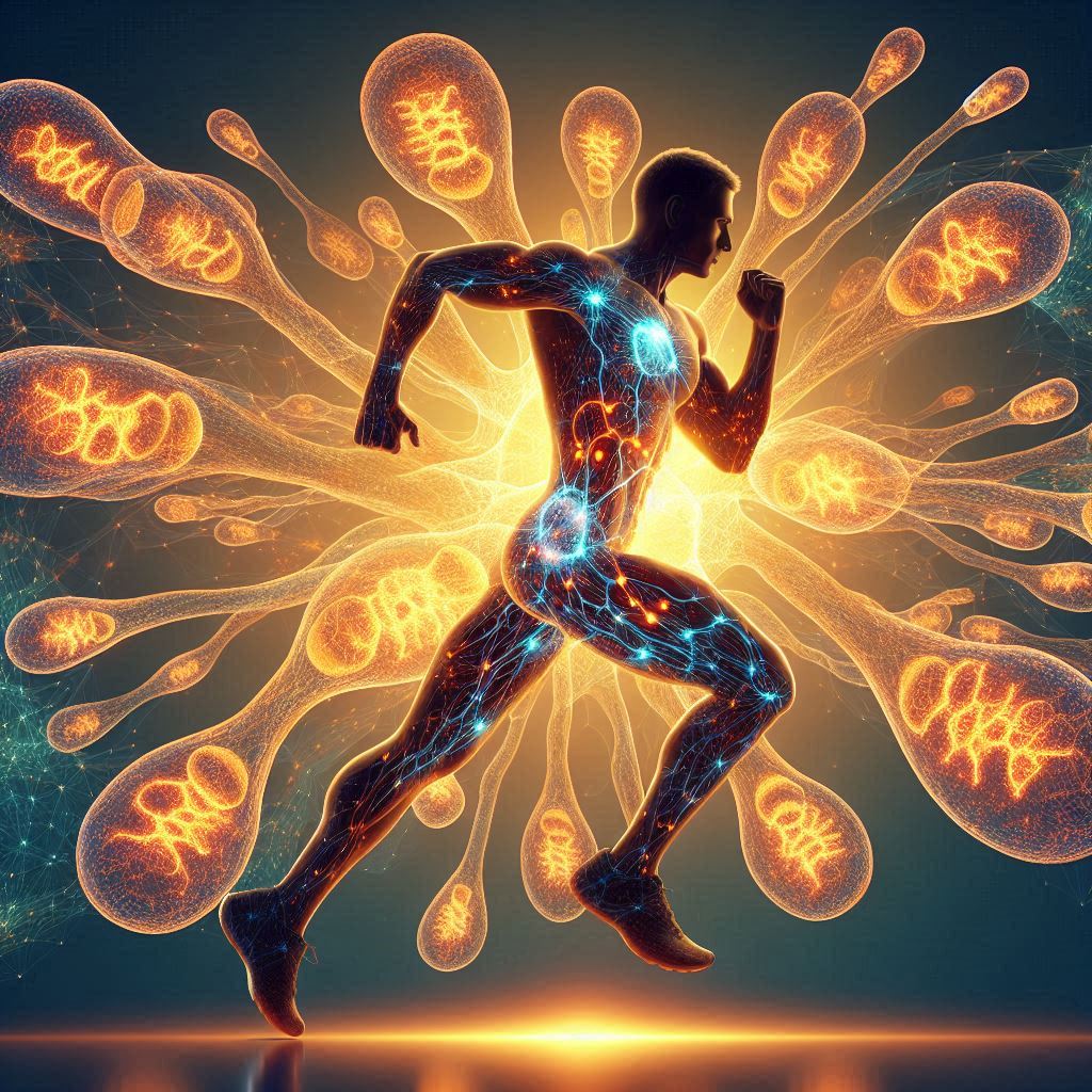 Concept image showing athlete recovery and mitochondria support